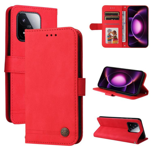 Skin Feel Life Tree Metal Button Leather Phone Case, For Xiaomi 17 Max 5G, For Xiaomi 17T Pro 5G, For Xiaomi 17T 5G, For Xiaomi 17 Ultra, For Xiaomi 17 Pro Max, For Xiaomi 17 Pro, For Xiaomi 17, For Xiaomi Poco M7 4G 169mm, For Xiaomi Poco M7 4G 171mm