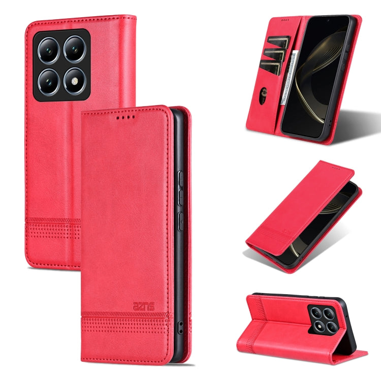 AZNS Magnetic Calf Texture Flip Leather Phone Case, For Xiaomi 15 Pro, For Xiaomi 15, For Xiaomi 14T Pro, For Xiaomi 14T