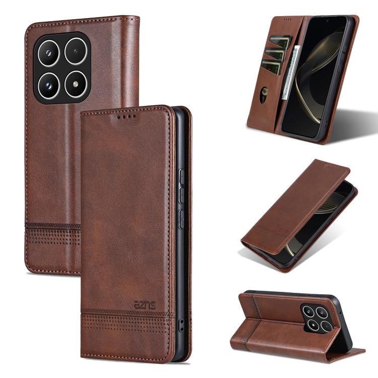 AZNS Magnetic Calf Texture Flip Leather Phone Case, For Xiaomi 17 Pro Max, For Xiaomi 17 Pro, For Xiaomi 17, For Xiaomi 15T Pro 5G, For Xiaomi 15T 5G, For Xiaomi 15 Ultra, For Xiaomi 15 Pro, For Xiaomi 15