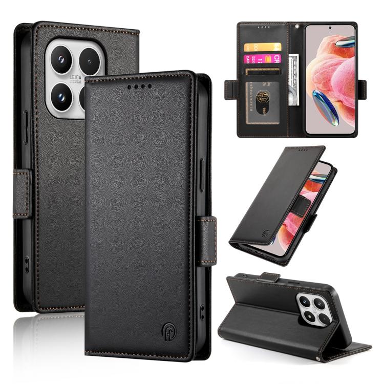 Side Buckle Magnetic Frosted Leather Phone Case, For Xiaomi 17 Pro, For Xiaomi 17, For Xiaomi Poco M7 4G 169mm, For Xiaomi Poco M7 4G 171mm, For Xiaomi 15T Pro 5G, For Xiaomi 15T 5G