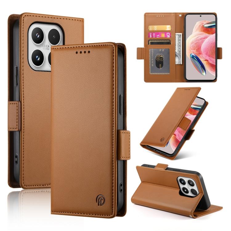 Side Buckle Magnetic Frosted Leather Phone Case, For Xiaomi 17 Pro, For Xiaomi 17, For Xiaomi Poco M7 4G 169mm, For Xiaomi Poco M7 4G 171mm, For Xiaomi 15T Pro 5G, For Xiaomi 15T 5G