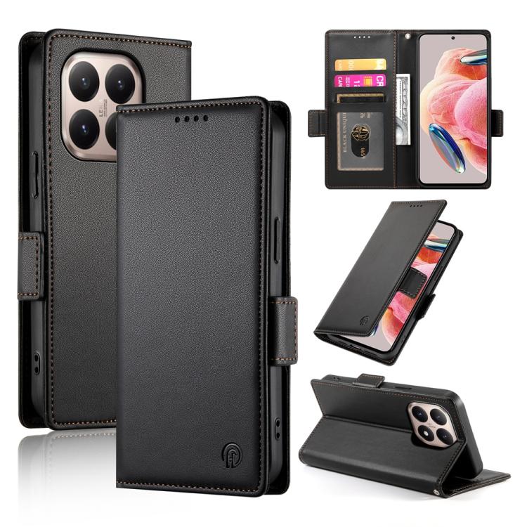 Side Buckle Magnetic Frosted Leather Phone Case, For Xiaomi 17 Pro, For Xiaomi 17, For Xiaomi Poco M7 4G 169mm, For Xiaomi Poco M7 4G 171mm, For Xiaomi 15T Pro 5G, For Xiaomi 15T 5G