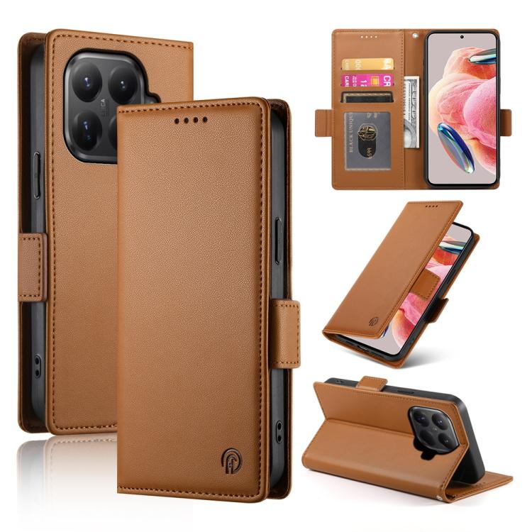 Side Buckle Magnetic Frosted Leather Phone Case, For Xiaomi 17 Pro, For Xiaomi 17, For Xiaomi Poco M7 4G 169mm, For Xiaomi Poco M7 4G 171mm, For Xiaomi 15T Pro 5G, For Xiaomi 15T 5G