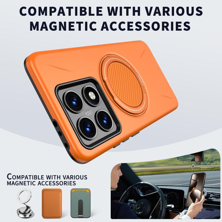 Metal Rotation Holder MagSafe TPU Hybrid PC Phone Case, For Xiaomi 14T Pro, For Xiaomi 14T