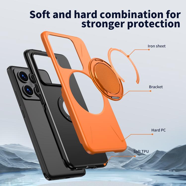 Metal Rotation Holder MagSafe TPU Hybrid PC Phone Case, For Xiaomi 14T Pro, For Xiaomi 14T
