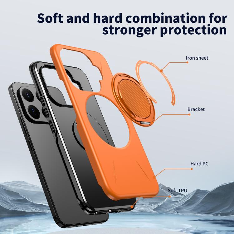 Metal Rotation Holder MagSafe TPU Hybrid PC Phone Case, For Xiaomi 17T Pro 5G, For Xiaomi 17T 5G, For Xiaomi 17 Pro Max, For Xiaomi 17, For Xiaomi 15T Pro 5G, For Xiaomi 15T 5G