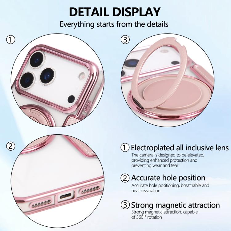 Ultra-thin Rotation Holder Magnetic Plating Vegan Leather Phone Case, For iPhone 18 Pro / 17 Pro, For iPhone 18 Pro Max / 17 Pro Max, For iPhone 17e / 16e, For iPhone 17, For iPhone Air, For iPhone 16 Pro Max