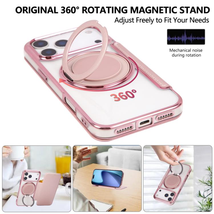 Ultra-thin Rotation Holder Magnetic Plating Vegan Leather Phone Case, For iPhone 18 Pro / 17 Pro, For iPhone 18 Pro Max / 17 Pro Max, For iPhone 17e / 16e, For iPhone 17, For iPhone Air, For iPhone 16 Pro Max