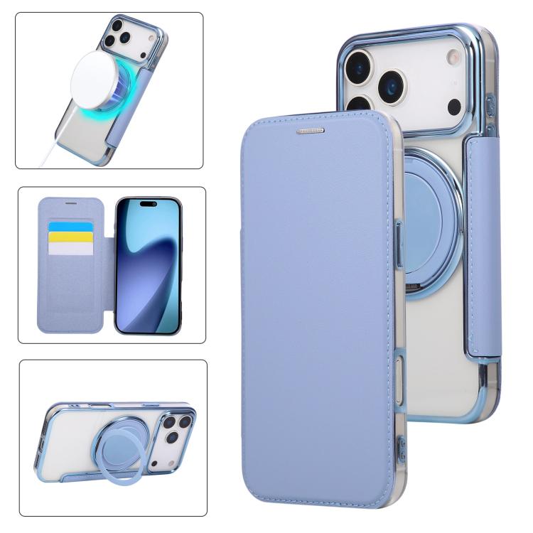Ultra-thin Rotation Holder Magnetic Plating Vegan Leather Phone Case, For iPhone 18 Pro / 17 Pro, For iPhone 18 Pro Max / 17 Pro Max, For iPhone 17e / 16e, For iPhone 17, For iPhone Air, For iPhone 16 Pro Max