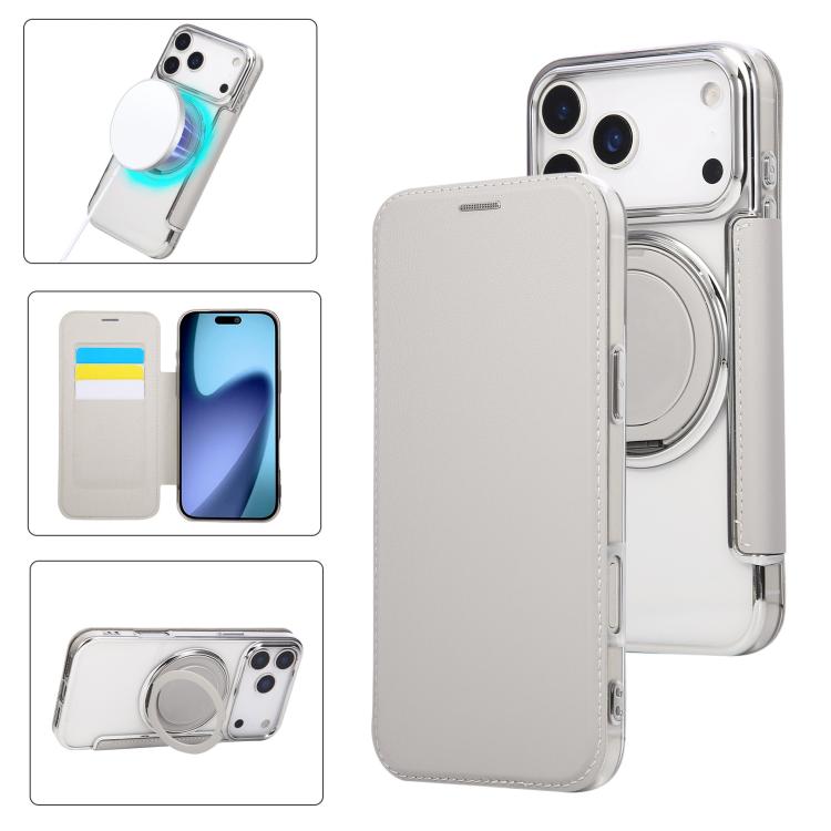 Ultra-thin Rotation Holder Magnetic Plating Vegan Leather Phone Case, For iPhone 18 Pro / 17 Pro, For iPhone 18 Pro Max / 17 Pro Max, For iPhone 17e / 16e, For iPhone 17, For iPhone Air, For iPhone 16 Pro Max