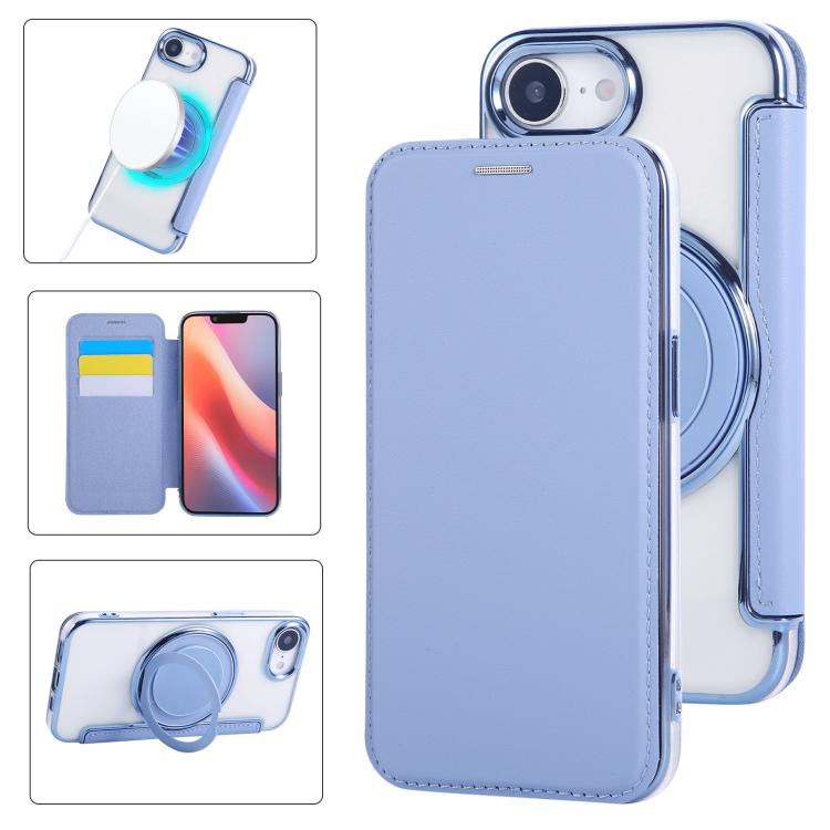 Ultra-thin Rotation Holder Magnetic Plating Vegan Leather Phone Case, For iPhone 18 Pro / 17 Pro, For iPhone 18 Pro Max / 17 Pro Max, For iPhone 17e / 16e, For iPhone 17, For iPhone Air, For iPhone 16 Pro Max
