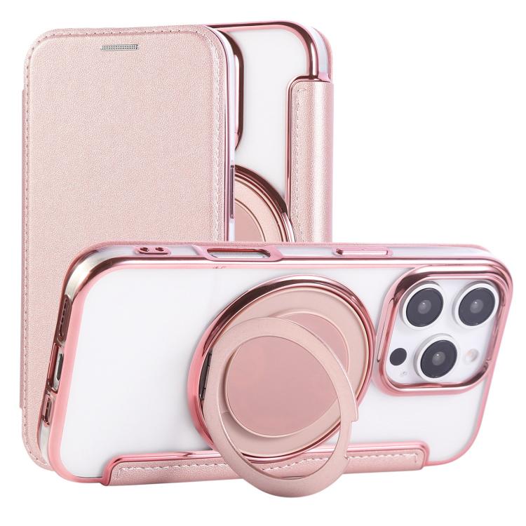 Ultra-thin Rotation Holder Magnetic Plating Vegan Leather Phone Case, For iPhone 16 Pro, For iPhone 16 Plus, For iPhone 16, For iPhone 15 Pro Max, For iPhone 15 Pro, For iPhone 15 Plus / 14 Plus