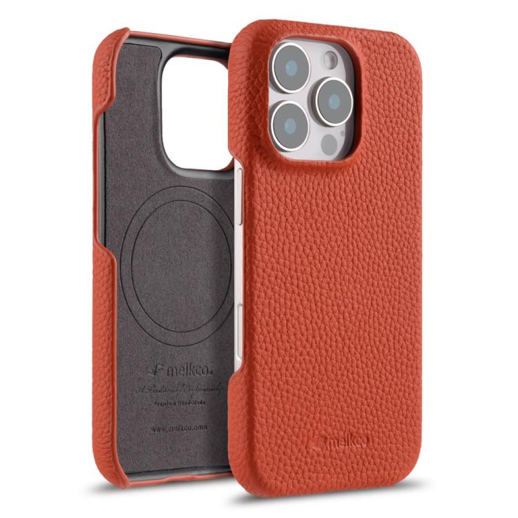 melkco Litchi Texture Magnetic Half Coverage Genuine Leather Phone Case, For iPhone 16 Pro, For iPhone 16, For iPhone 15 Pro Max, For iPhone 15 Pro, For iPhone 15, For iPhone 14