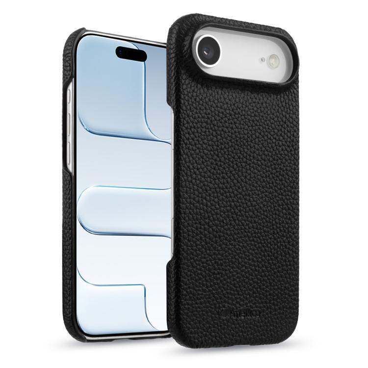 melkco Litchi Texture Magnetic Half Coverage Genuine Leather Phone Case, For iPhone Air, For iPhone 16 Pro Max, For iPhone 16 Pro, For iPhone 16, For iPhone 15 Pro Max, For iPhone 15 Pro