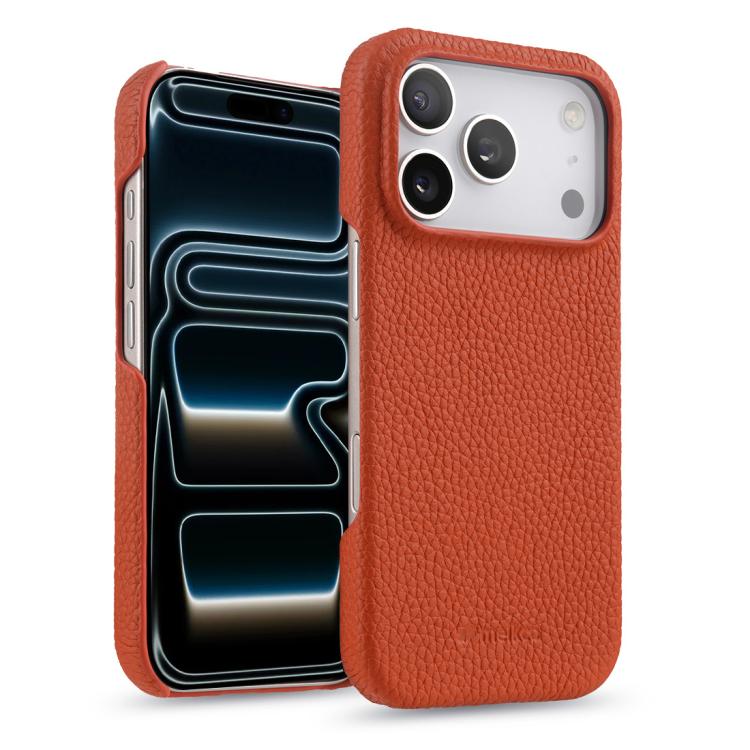 melkco Litchi Texture Magnetic Half Coverage Genuine Leather Phone Case, For iPhone 17e / 16e, For iPhone 17 Pro Max, For iPhone 17 Pro, For iPhone 17, For iPhone Air, For iPhone 16 Pro Max