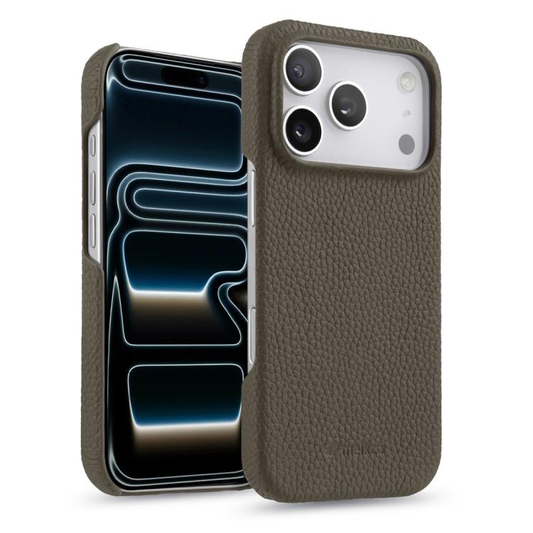 melkco Litchi Texture Magnetic Half Coverage Genuine Leather Phone Case, For iPhone 17e / 16e, For iPhone 17 Pro Max, For iPhone 17 Pro, For iPhone 17, For iPhone Air, For iPhone 16 Pro Max