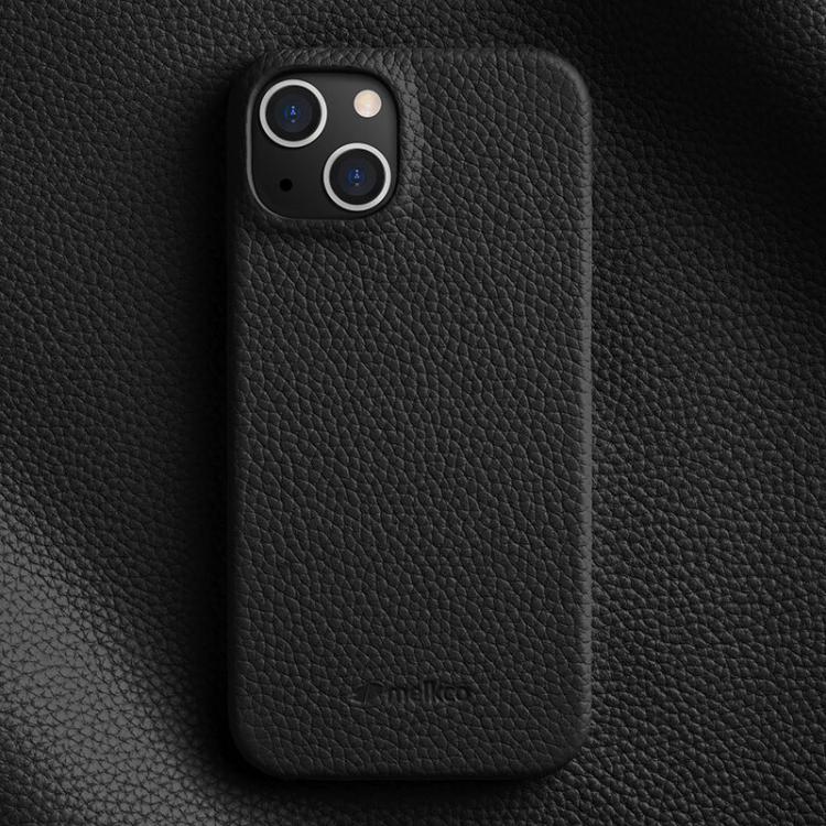 melkco Litchi Texture Magnetic Half Coverage Genuine Leather Phone Case, For iPhone 15, For iPhone 14, For iPhone 14 Pro, For iPhone 14 Pro Max