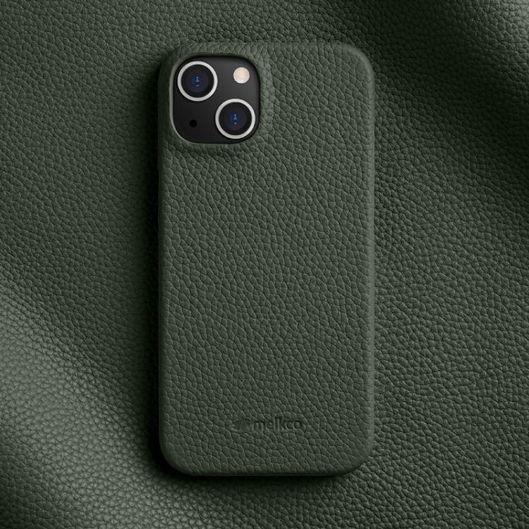 melkco Litchi Texture Magnetic Half Coverage Genuine Leather Phone Case, For iPhone 15, For iPhone 14, For iPhone 14 Pro, For iPhone 14 Pro Max