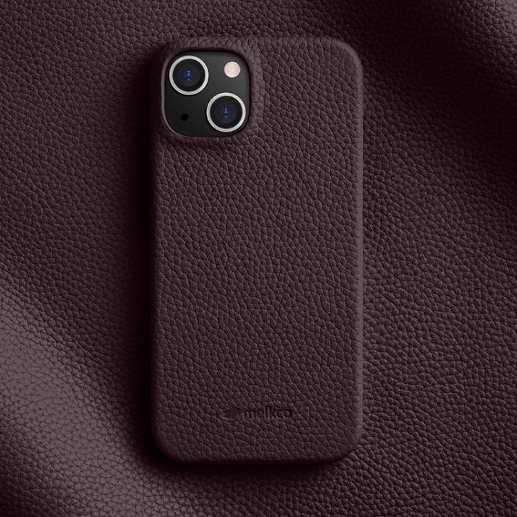 melkco Litchi Texture Magnetic Half Coverage Genuine Leather Phone Case, For iPhone 15, For iPhone 14, For iPhone 14 Pro, For iPhone 14 Pro Max