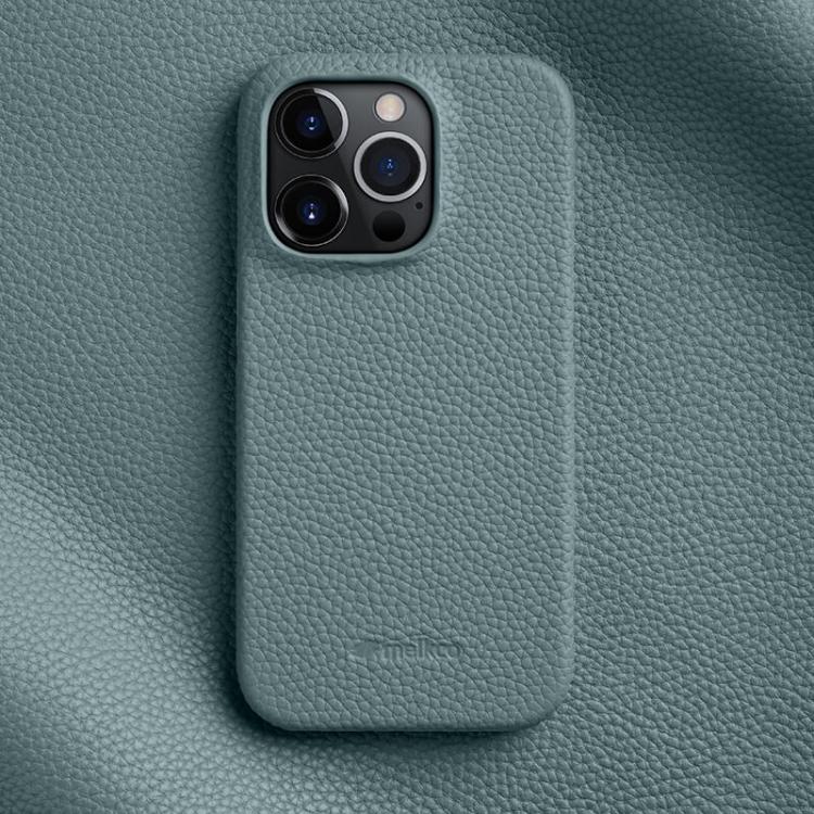 melkco Litchi Texture Magnetic Half Coverage Genuine Leather Phone Case, For iPhone 15, For iPhone 14, For iPhone 14 Pro, For iPhone 14 Pro Max