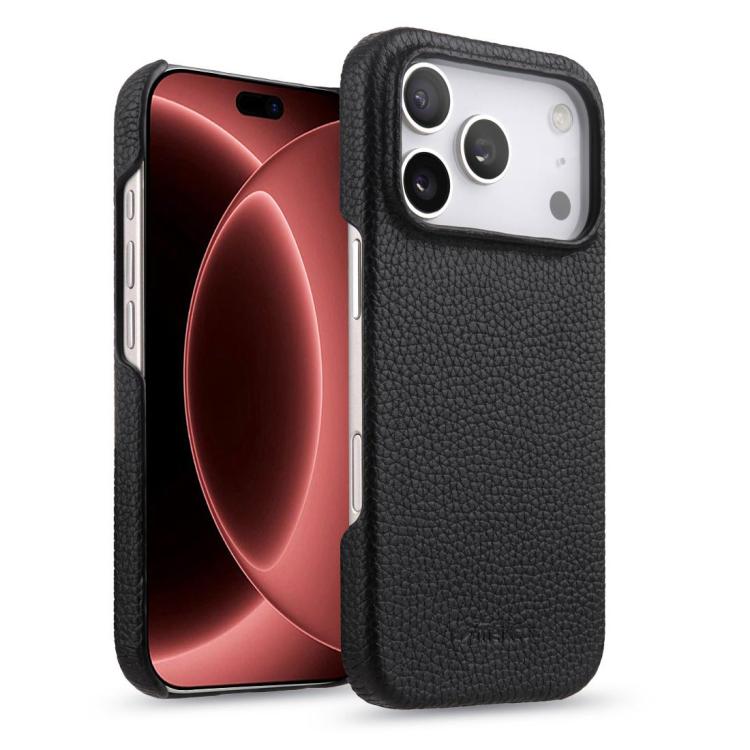 melkco Litchi Texture Magnetic Half Coverage Genuine Leather Phone Case, For iPhone 18 Pro, For iPhone 18 Pro Max, For iPhone 17e / 16e, For iPhone 17 Pro Max, For iPhone 17 Pro, For iPhone 17