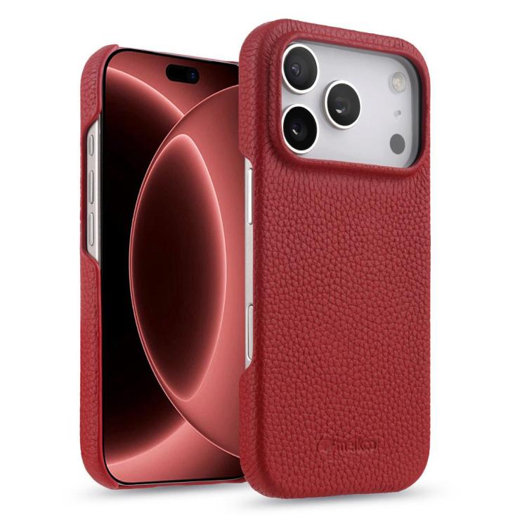 melkco Litchi Texture Magnetic Half Coverage Genuine Leather Phone Case, For iPhone 18 Pro, For iPhone 18 Pro Max, For iPhone 17e / 16e, For iPhone 17 Pro Max, For iPhone 17 Pro, For iPhone 17
