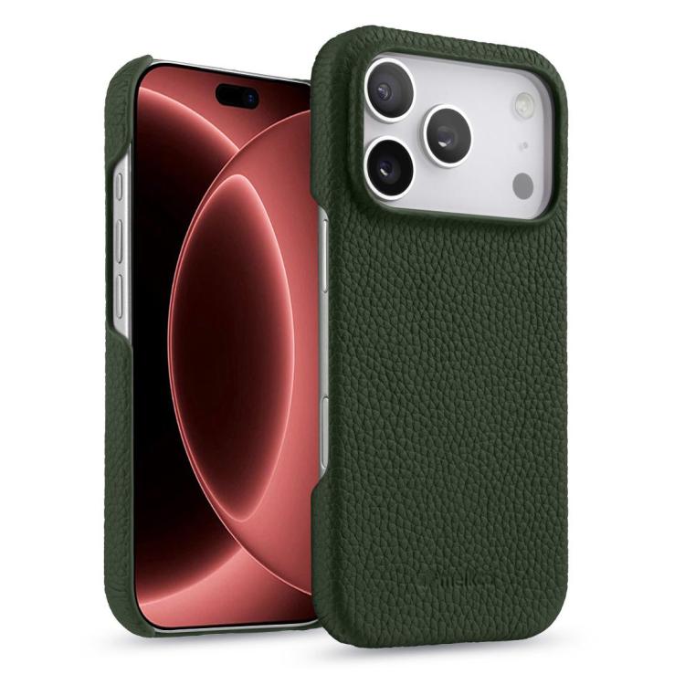 melkco Litchi Texture Magnetic Half Coverage Genuine Leather Phone Case, For iPhone 18 Pro, For iPhone 18 Pro Max, For iPhone 17e / 16e, For iPhone 17 Pro Max, For iPhone 17 Pro, For iPhone 17