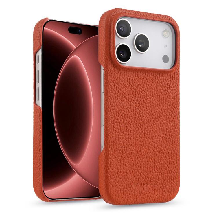 melkco Litchi Texture Magnetic Half Coverage Genuine Leather Phone Case, For iPhone 18 Pro, For iPhone 18 Pro Max, For iPhone 17e / 16e, For iPhone 17 Pro Max, For iPhone 17 Pro, For iPhone 17