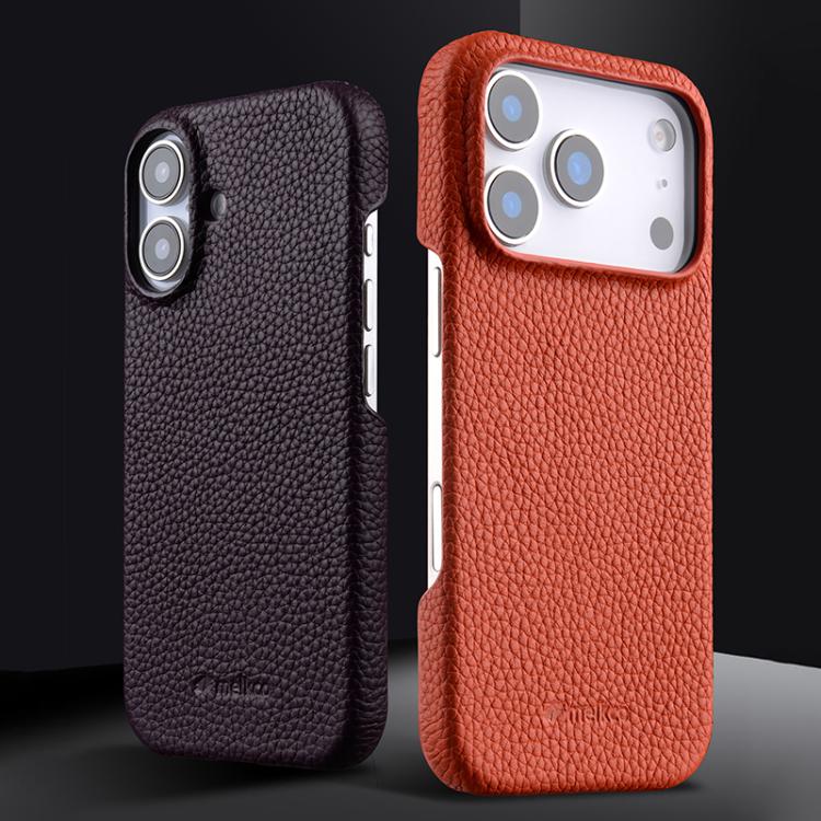 melkco Litchi Texture Magnetic Half Coverage Genuine Leather Phone Case, For iPhone 16 Pro, For iPhone 16, For iPhone 15 Pro Max, For iPhone 15 Pro, For iPhone 15, For iPhone 14