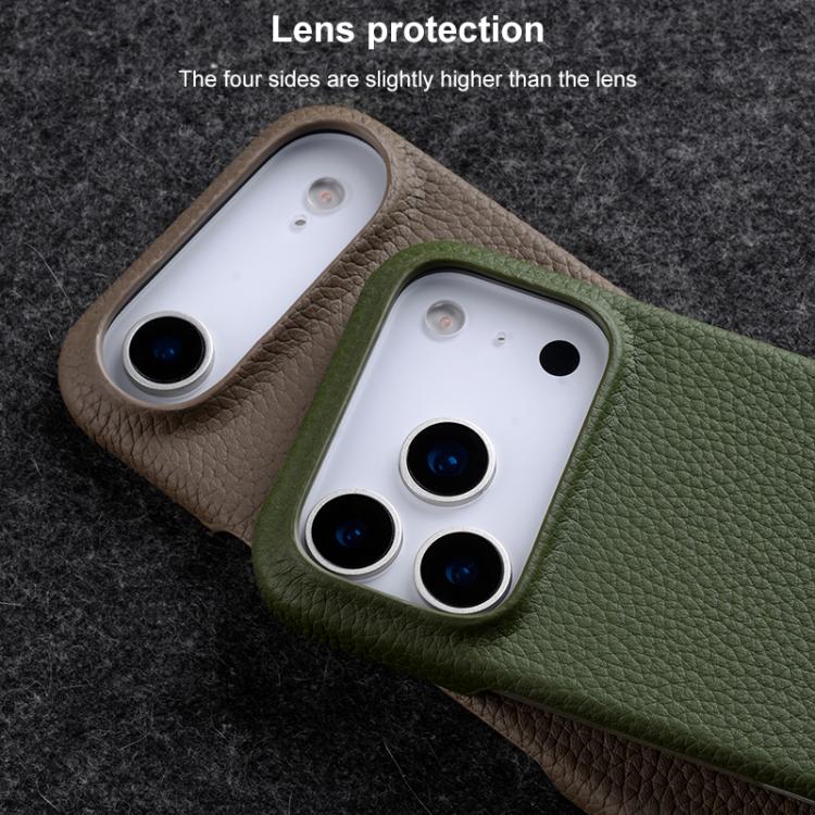 melkco Litchi Texture Magnetic Half Coverage Genuine Leather Phone Case, For iPhone 17e / 16e, For iPhone 17 Pro Max, For iPhone 17 Pro, For iPhone 17, For iPhone Air, For iPhone 16 Pro Max