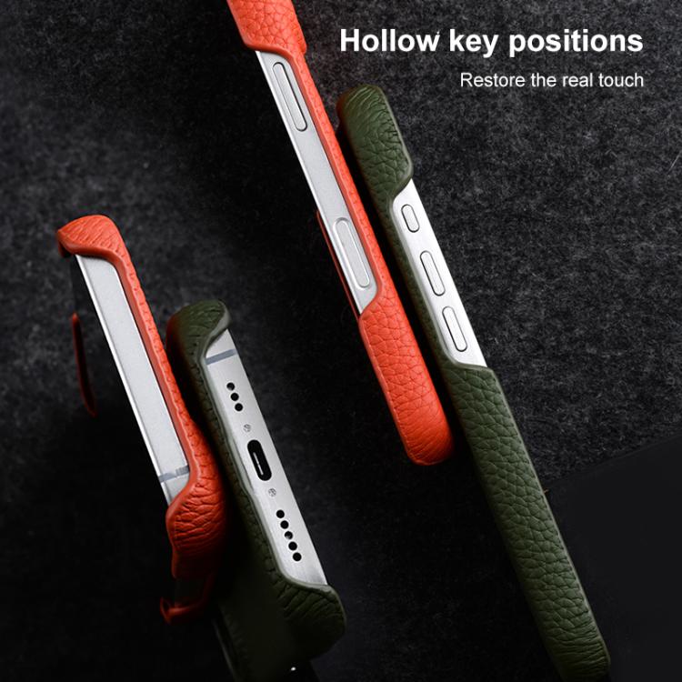 melkco Litchi Texture Magnetic Half Coverage Genuine Leather Phone Case, For iPhone 14 Pro, For iPhone 14 Pro Max