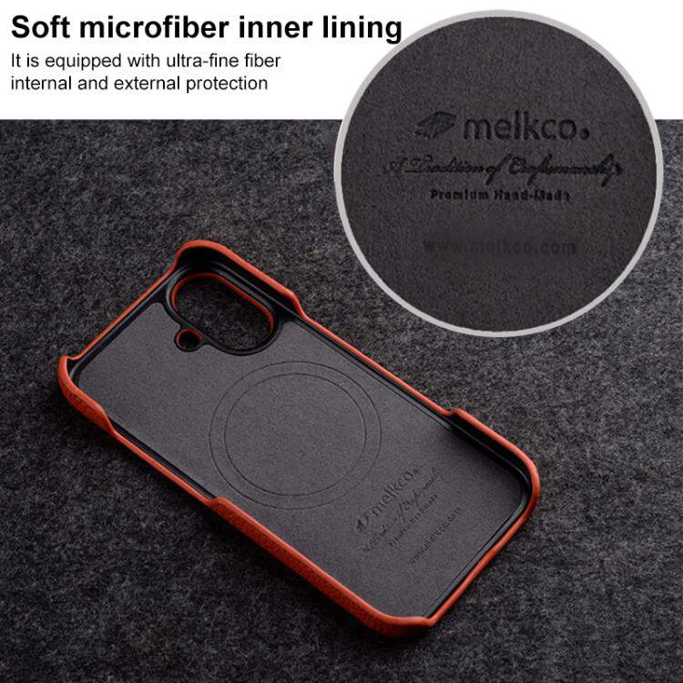 melkco Litchi Texture Magnetic Half Coverage Genuine Leather Phone Case, For iPhone 17e / 16e, For iPhone 17 Pro Max, For iPhone 17 Pro, For iPhone 17, For iPhone Air, For iPhone 16 Pro Max
