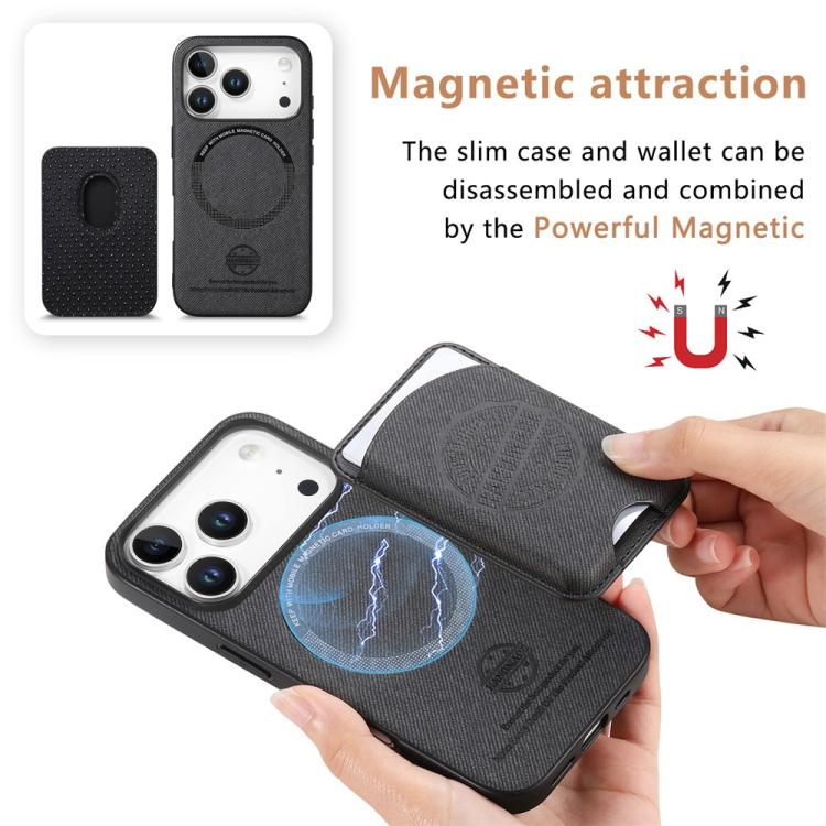 Twill Texture Vegan Leather Magnetic Phone Cover with Detachable Card Holder, For iPhone 16 Pro, For iPhone 16 Plus, For iPhone 16, For iPhone 15 Pro Max, For iPhone 15 Pro, For iPhone 15 Plus