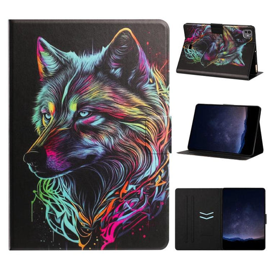 Hemasa Litchi Texture Voltage Painted Vegan Leather Smart Tablet Case, For iPad Pro 11 2025 / 2024, For iPad 2025 / 2022, For iPad mini 2024 / mini 6, For iPad Pro 11 2022 / Air 2022 10.9, For iPad 10.2 2021 / 10.5 2019, For iPad 9.7 2018 / 2017