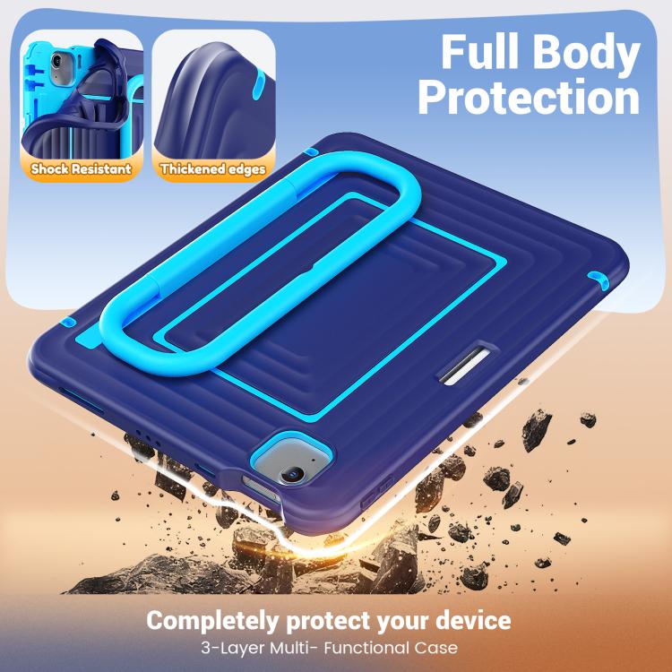 Handle Holder Ripple Silicone Hybrid PC Tablet Case with Shoulder Strap, For iPad Air 11 2026 / 2025 / 2024, For iPad mini 2024 / mini 6
