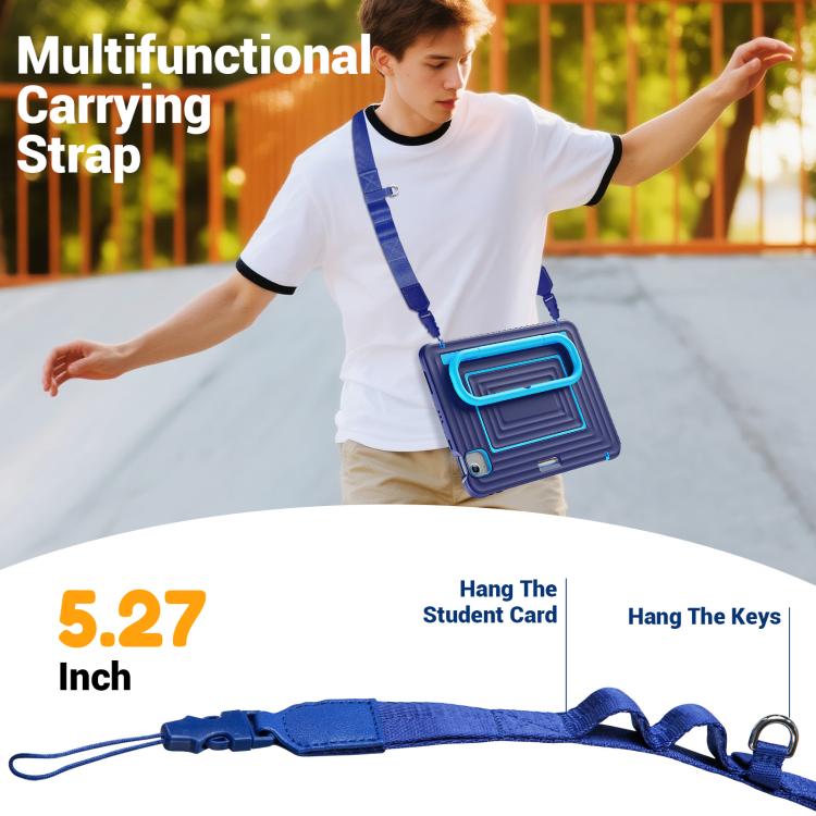 Handle Holder Ripple Silicone Hybrid PC Tablet Case with Shoulder Strap, For iPad Air 11 2026 / 2025 / 2024, For iPad mini 2024 / mini 6