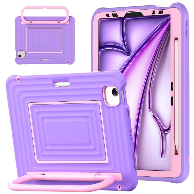 Handle Holder Ripple Silicone Hybrid PC Tablet Case with Shoulder Strap, For iPad Air 11 2026 / 2025 / 2024, For iPad mini 2024 / mini 6