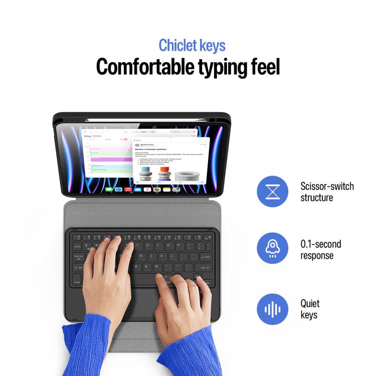 DUX DUCIS YK Series Magnetic Wireless Keyboard Vegan Leather Tablet Case, For iPad Air 11 2026 / 2025 / 2024, For iPad Pro 11 2025 / 2024, For iPad 2025 / 2022