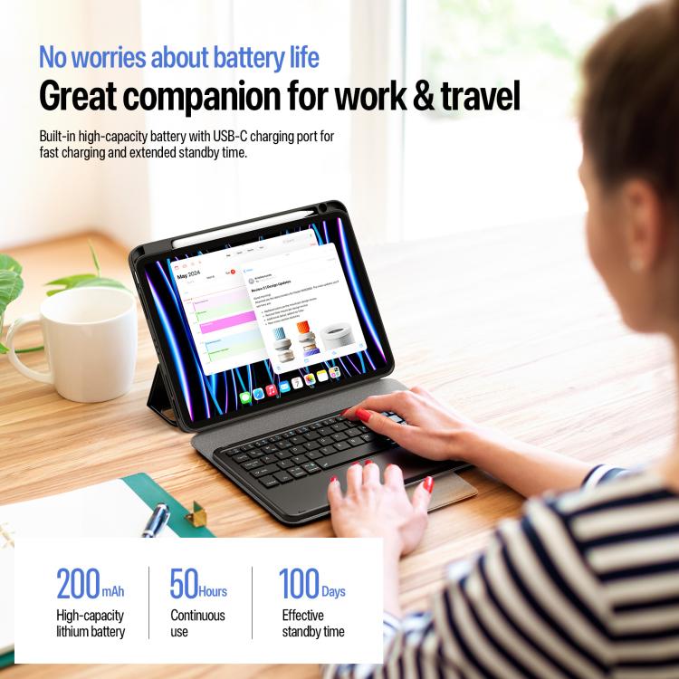DUX DUCIS YK Series Magnetic Wireless Keyboard Vegan Leather Tablet Case, For iPad Air 11 2026 / 2025 / 2024, For iPad Pro 11 2025 / 2024, For iPad 2025 / 2022