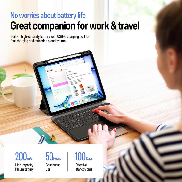 DUX DUCIS YK Series Magnetic Wireless Keyboard Vegan Leather Tablet Case, For iPad Air 13 2026 / 2025 / 2024, For iPad Air 11 2026 / 2025 / 2024, For iPad Pro 13 2025 / 2024, For iPad Pro 11 2025 / 2024, For iPad 2025 / 2022