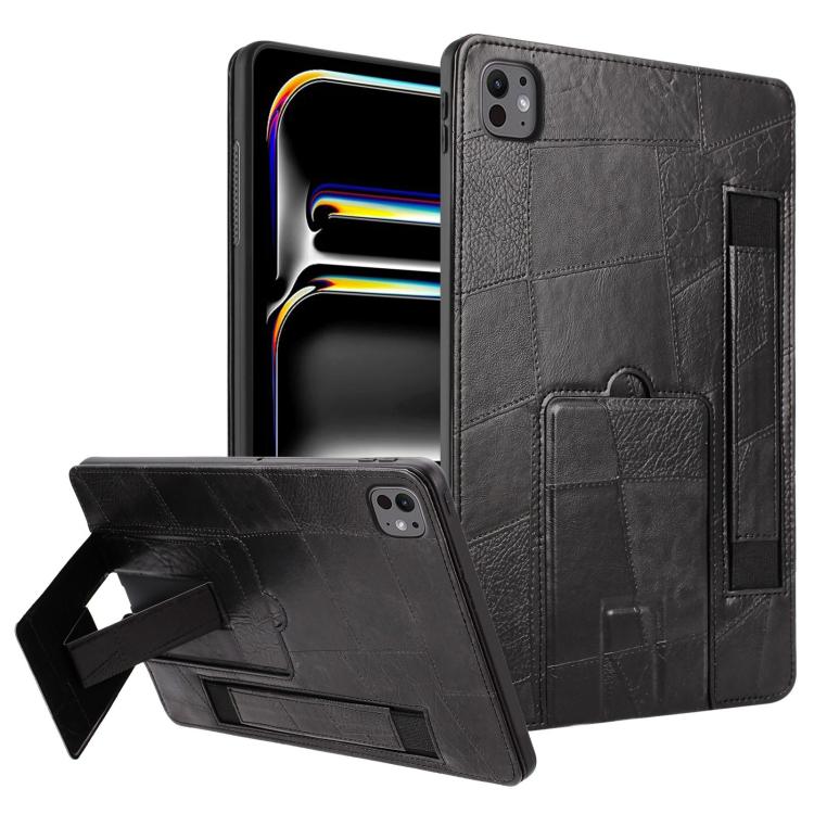 Wristband Retro Vegan Leather Back Tablet Case with Holder, For iPad Air 13 2026 / 2025 / 2024, For iPad Air 2026 / 2025 / 2024, For iPad Pro 13 2025 / 2024, For iPad Pro 11 2025 / 2024, For iPad 2025 / 2022, For iPad mini 2024 / mini 6                ...