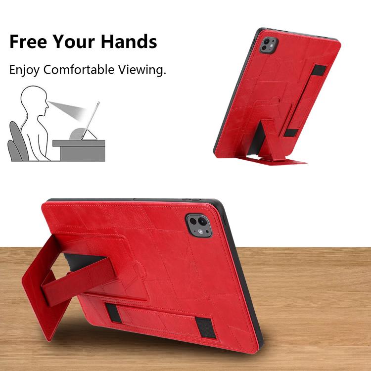 Wristband Retro Vegan Leather Back Tablet Case with Holder, For iPad Air 13 2026 / 2025 / 2024, For iPad Air 2026 / 2025 / 2024, For iPad Pro 13 2025 / 2024, For iPad Pro 11 2025 / 2024, For iPad 2025 / 2022, For iPad mini 2024 / mini 6                ...