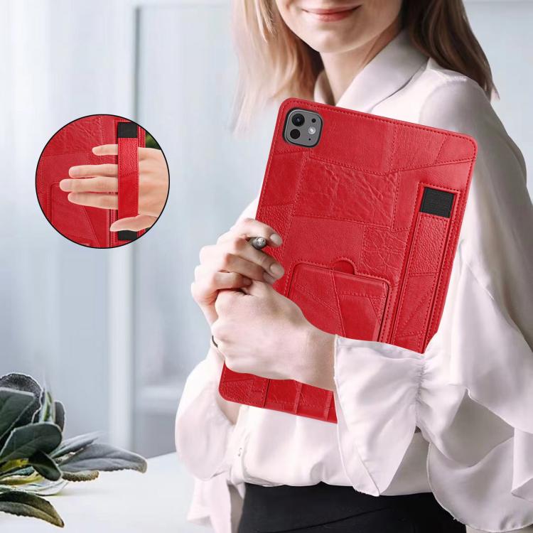 Wristband Retro Vegan Leather Back Tablet Case with Holder, For iPad Air 13 2026 / 2025 / 2024, For iPad Air 2026 / 2025 / 2024, For iPad Pro 13 2025 / 2024, For iPad Pro 11 2025 / 2024, For iPad 2025 / 2022, For iPad mini 2024 / mini 6                ...