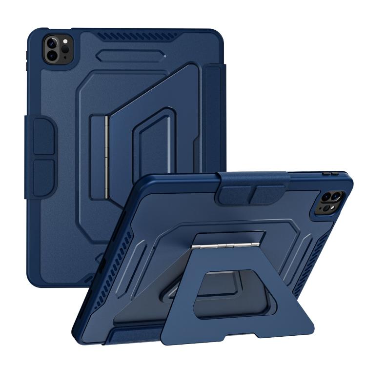 Tri-fold Pivot Holder Flip Vegan Leather Tablet Case with Pen Slot, For iPad Air 11 2026 / 2025 / 2024, For iPad 2025 / 2022