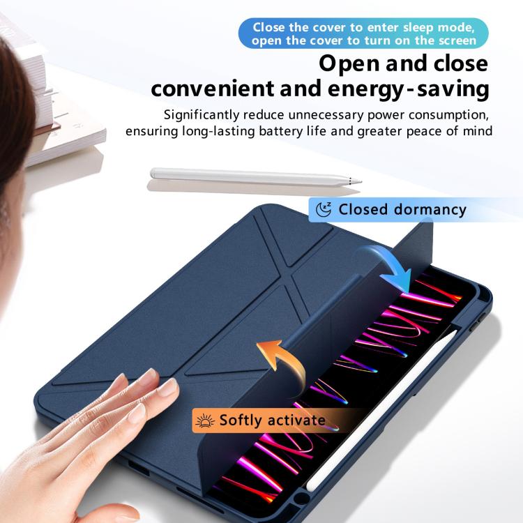 Tri-fold Pivot Holder Flip Vegan Leather Tablet Case with Pen Slot, For iPad Air 11 2026 / 2025 / 2024, For iPad 2025 / 2022