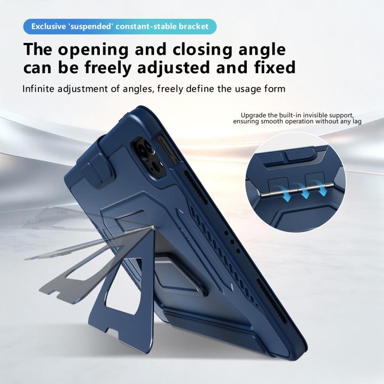 Tri-fold Pivot Holder Flip Vegan Leather Tablet Case with Pen Slot, For iPad Air 11 2026 / 2025 / 2024, For iPad 2025 / 2022