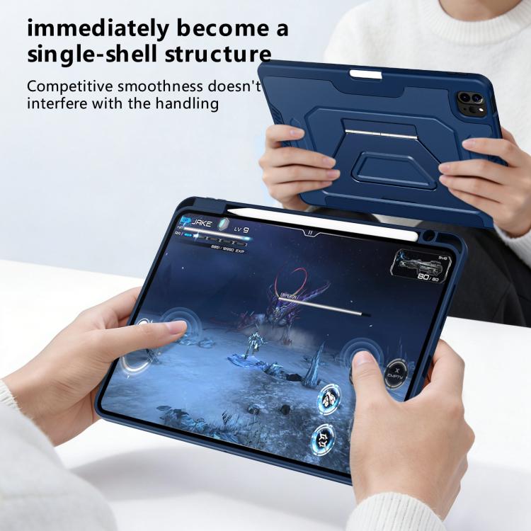 Tri-fold Pivot Holder Flip Vegan Leather Tablet Case with Pen Slot, For iPad Air 11 2026 / 2025 / 2024, For iPad 2025 / 2022