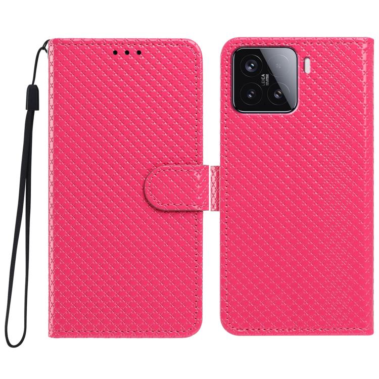 Mirrored Buckle Vegan Leather Phone Case with Small Black Cord, For Xiaomi 15 Pro, For Xiaomi 15