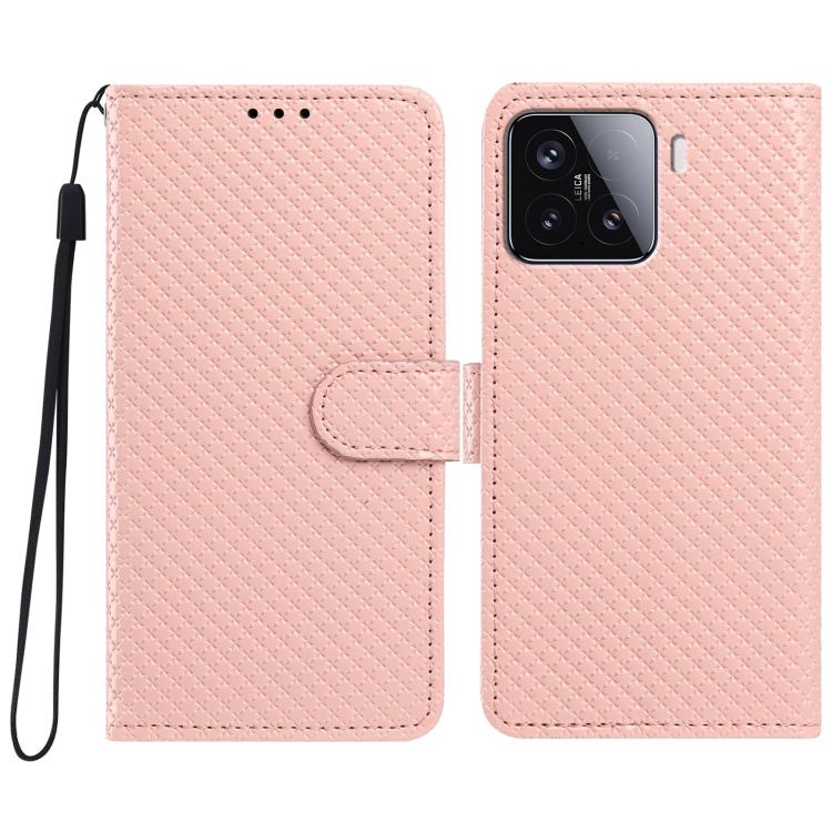 Mirrored Buckle Vegan Leather Phone Case with Small Black Cord, For Xiaomi 15 Pro, For Xiaomi 15