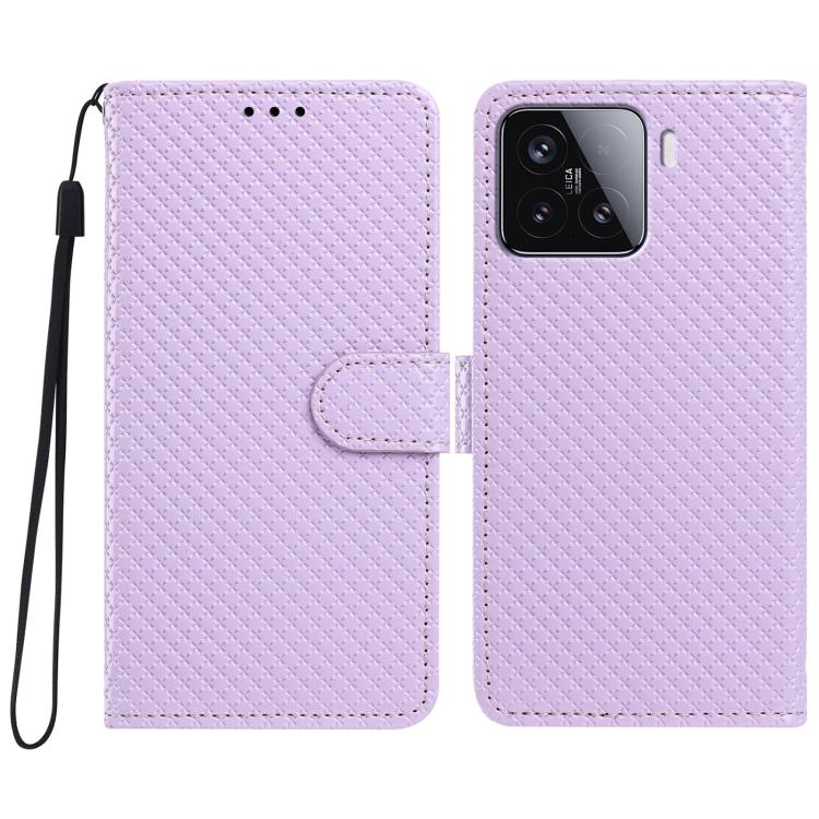 Mirrored Buckle Vegan Leather Phone Case with Small Black Cord, For Xiaomi 15 Pro, For Xiaomi 15